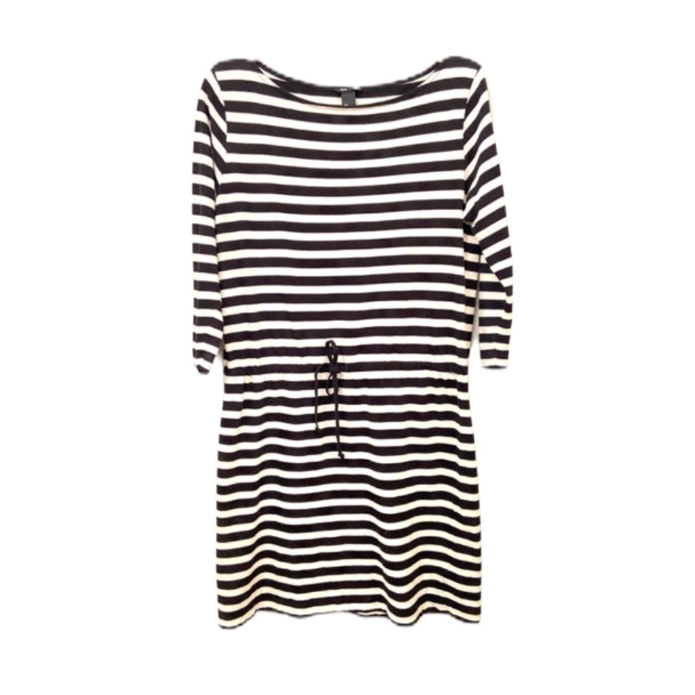 H&M Black & White Striped Jersey Knit Dress L